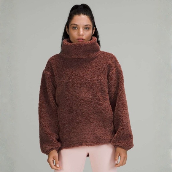 Lululemon Tops - Lululemon Warmth Restore Long Pullover Smoky Topaz Sherpa Funnel Neck Size 6